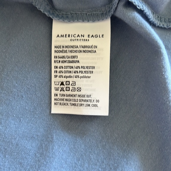 American Eagle T-Shirt with Text Medium Blue - Picture 5 of 5